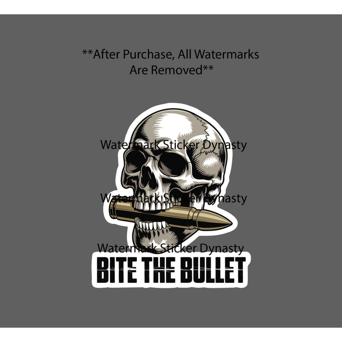 Bite The Bullet Sticker Waterproof Decal Skull Skeleton Bones 2A Rifle Gift NEW