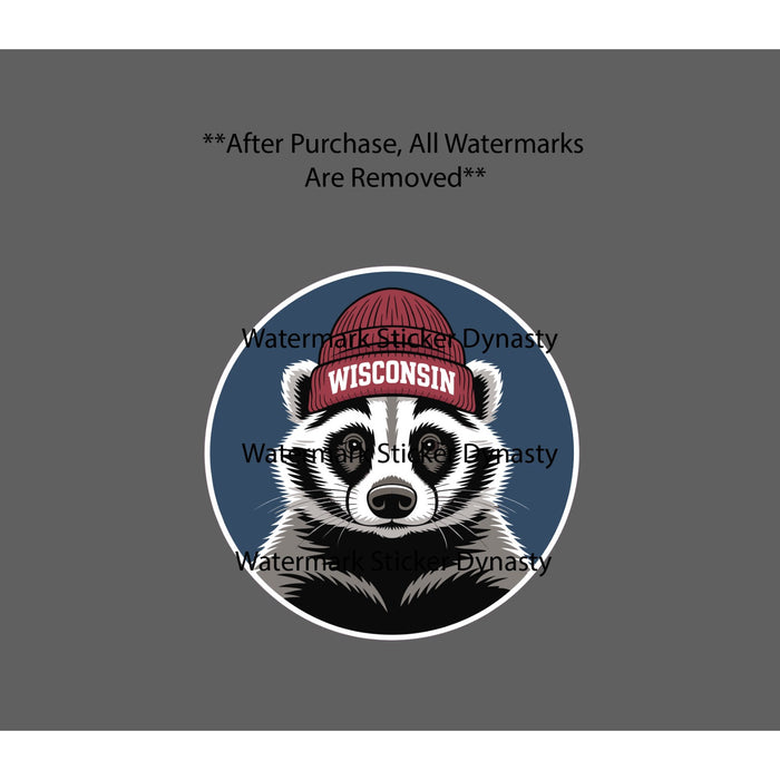 Wisconsin Badger Sticker Waterproof Decal Animal Sports College Beanie Gift NEW