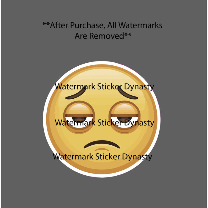 Tired Face Emoticon Sticker Waterproof Decal Exhausted Work Life Gift NEW