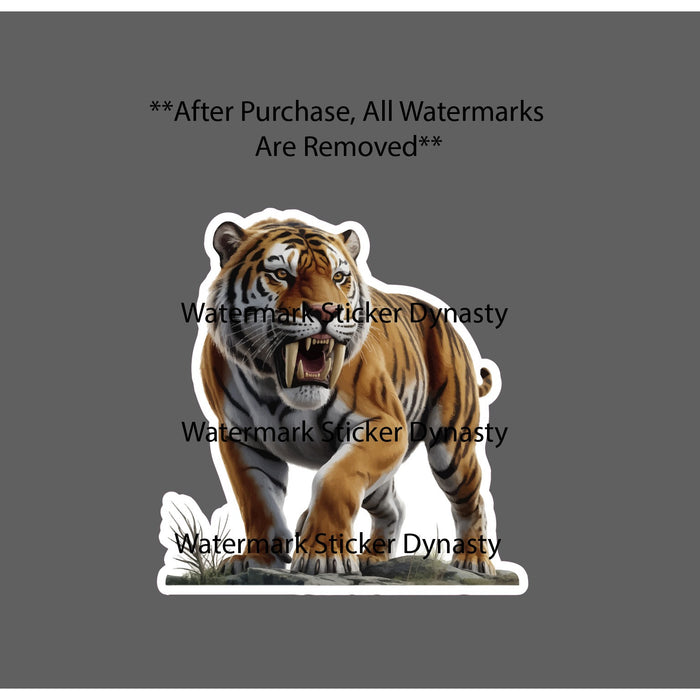 Saber Tooth Tiger Sticker Waterproof Decal Cat Animal Wildlife Extinct Gift NEW