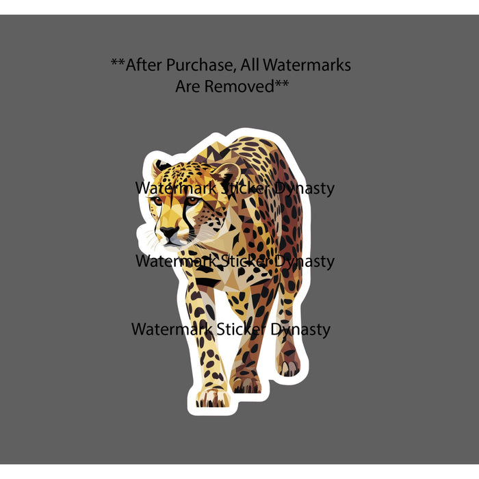 Cheetah Geometric Sticker Waterproof Decal Cat Animal Outdoor Wildlife Gift NEW