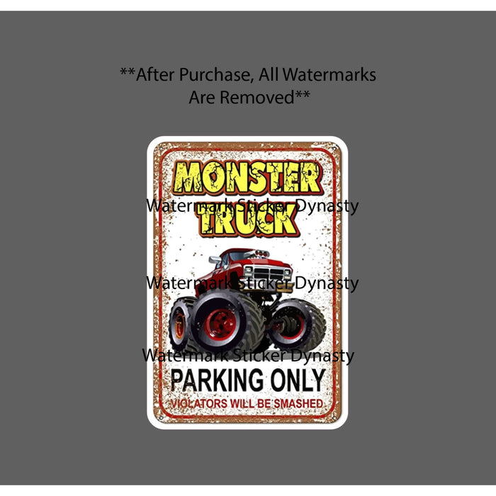Monster Truck Sticker Waterproof Decal Parking Caution Warning Funny Gift NEW