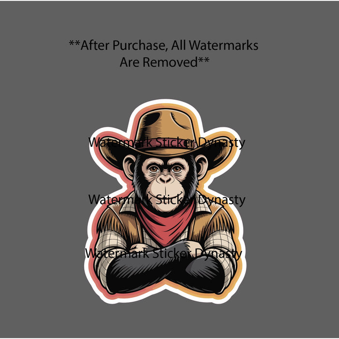 Cowboy Chimpanzee Sticker Waterproof Decal Western Country Gift NEW