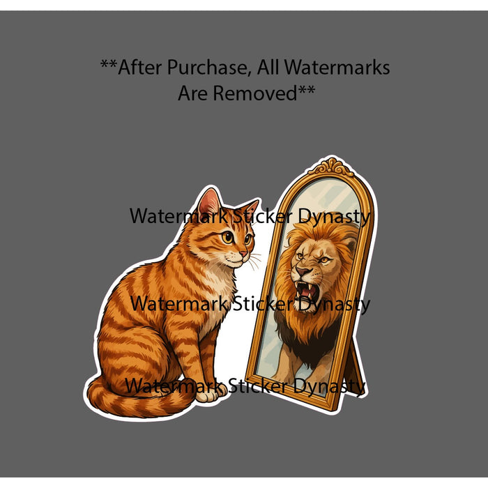 Cat Lion Mirror Sticker Waterproof Decal Motivational Cute Funny Gift NEW