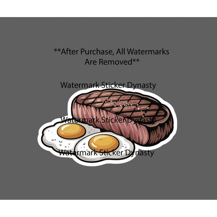 Steak and Eggs Sticker Waterproof Decal Food Breakfast Organic Gym Gift NEW