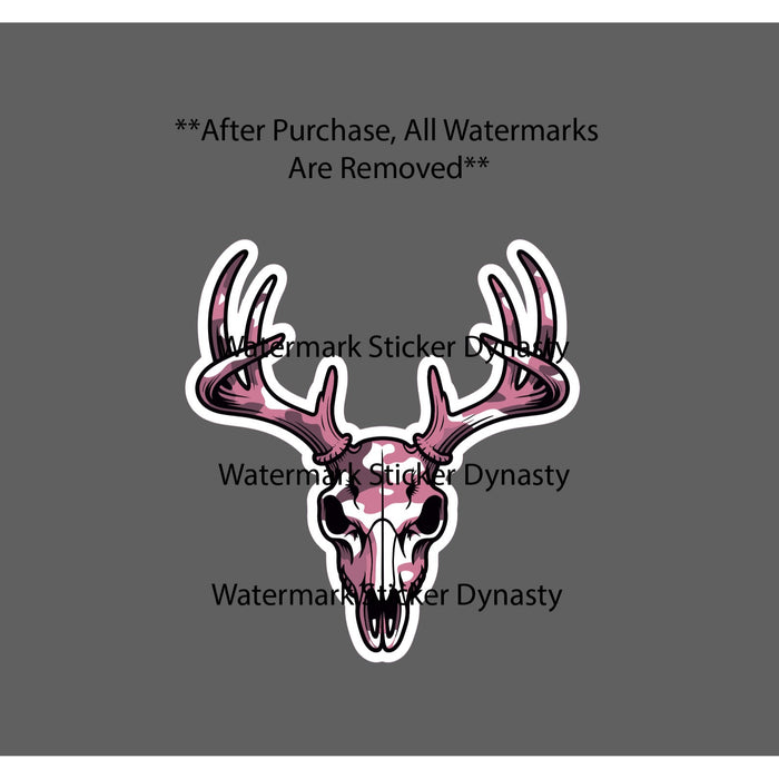 Buck Skull Sticker Waterproof Decal Pink Camo Hunting Outdoor Nature Gift NEW