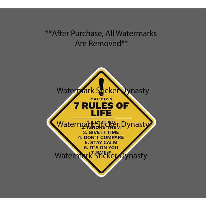 7 Rules To Life Sticker Waterproof Decal Quote Saying Advice Uplifting Gift NEW