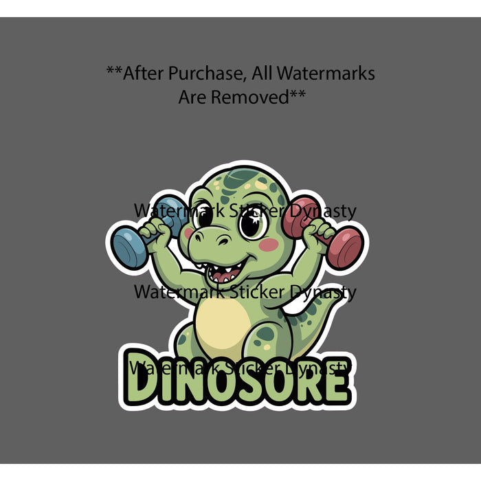 Dinosore Sticker Waterproof Decal Gym Workout Dinosaur T-Rex Kawaii Gift NEW