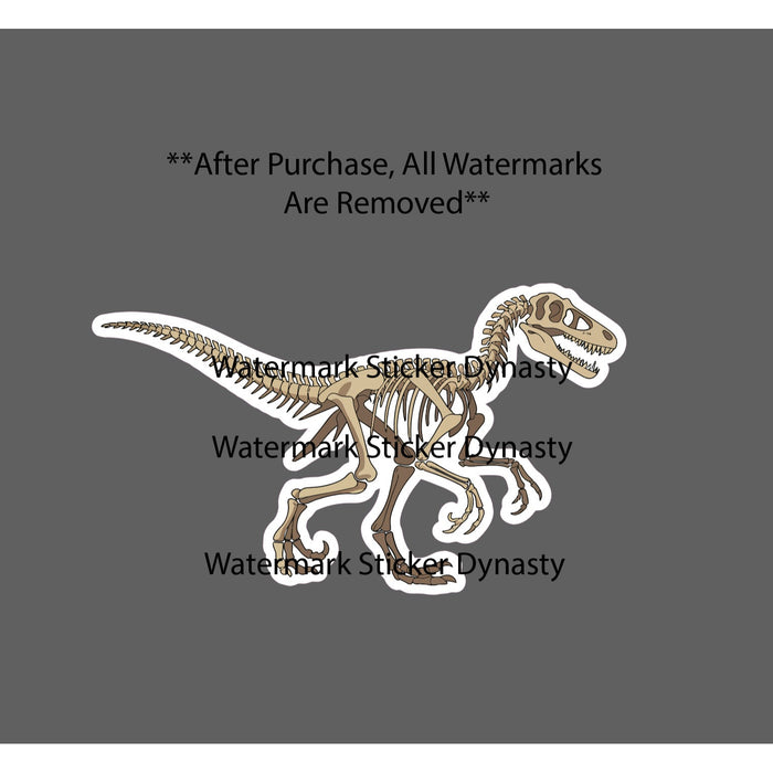 Velociraptor Sticker Waterproof Decal Dinosaur Skeleton Bones Dino Gift NEW