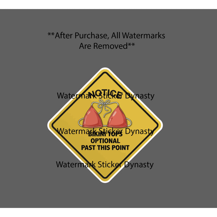 Bikini Tops Optional Sticker Waterproof Decal Caution Warning Summer Gift NEW