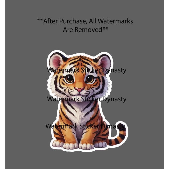 Tiger Cub Sticker Waterproof Decal Baby Tigers Animal Cute Kawaii Cat Gift NEW