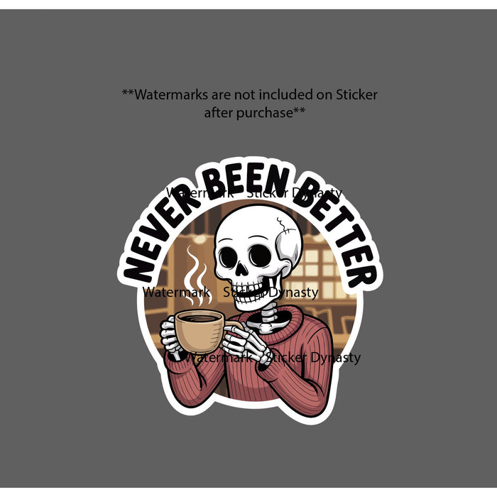 Coffee Skeleton Sticker Quote Funny Life Bones Waterproof Decal Gift NEW