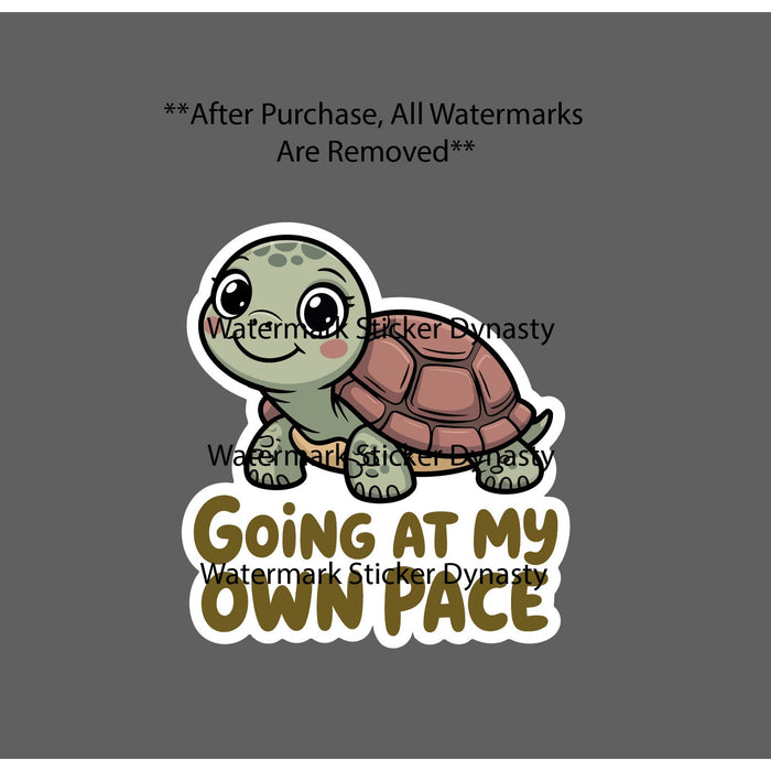 Going At My Own Pace Sticker Waterproof Decal Turtle Cute Kawaii Animal Gift NEW
