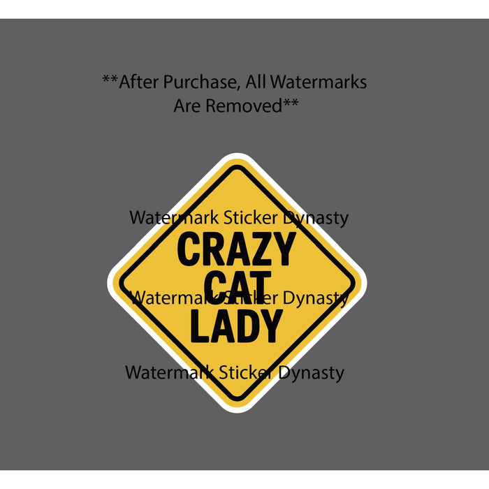 Crazy Cat Lady Sticker Waterproof Decal Caution Warning Beware Funny Gift NEW
