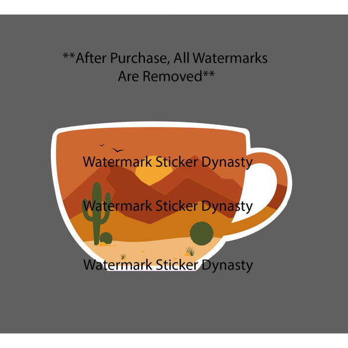 Coffee Cup Sticker Waterproof Decal Desert Scene Outdoor Mountain Gift NEW