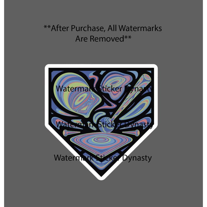 Home Plate Sticker Waterproof Decal Baseball Bat Trippy Base Sports Gift NEW