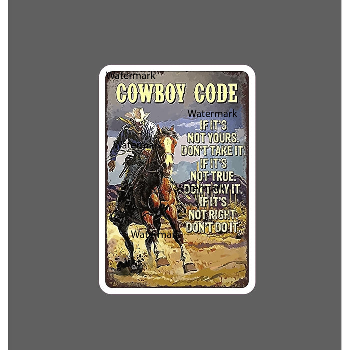 Cowboy Code Sticker Western Waterproof NEW