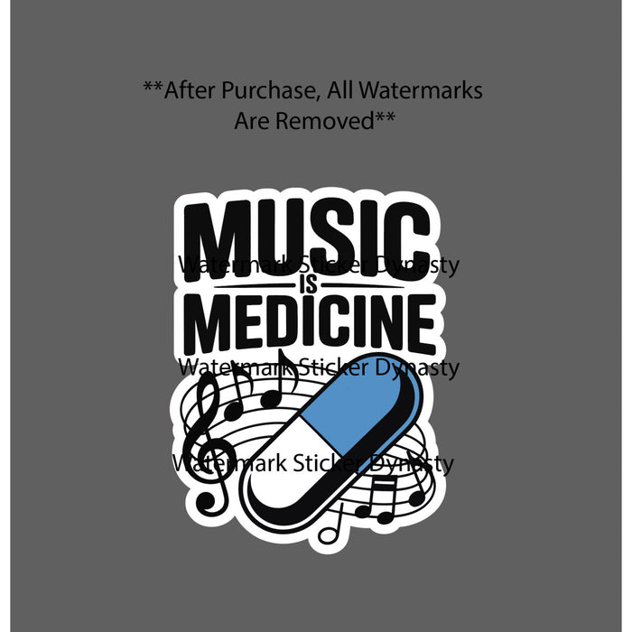 Music Is Medicine Sticker Waterproof Decal Music Notes Instrument Band Song NEW