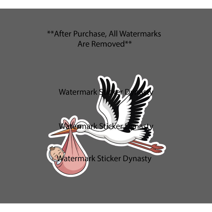 Stork Delivering Baby Sticker Waterproof Decal Birth Newborn Child Gift NEW
