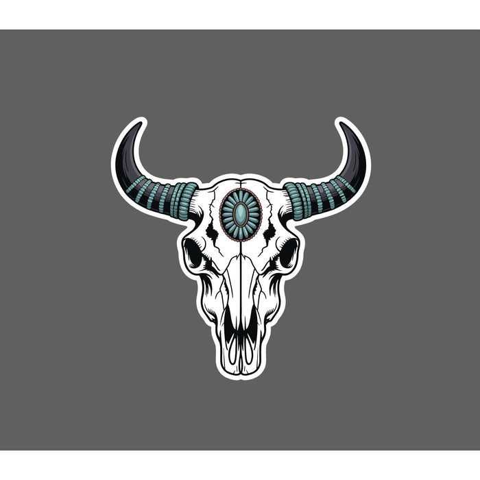 Bull Skull Turquoise Sticker Waterproof Decal Country Western BOHO Gift NEW