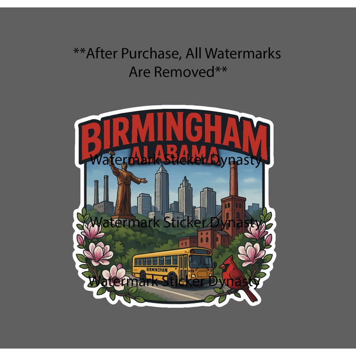 Birmingham Alabama Sticker Waterproof Decal State City Skyline South Gift NEW