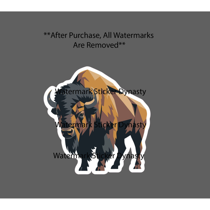 Bison Geometric Sticker Waterproof Decal Farm Outdoor Plains Travel Gift NEW