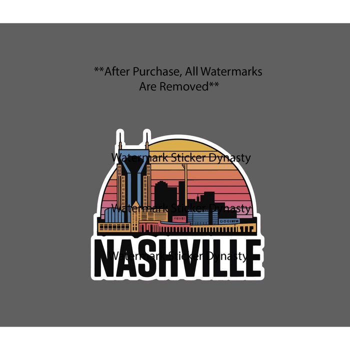 Nashville Sticker Waterproof Decal City Skyline Music Travel Band Gift NEW