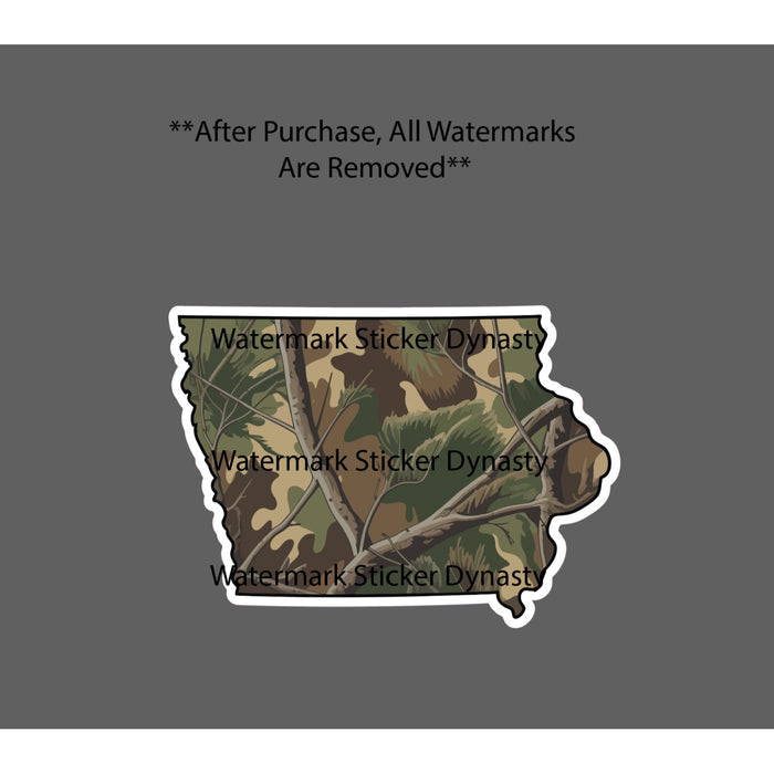 Iowa Sticker Waterproof Decal Camo State Midwest Hunting Fishing Gift NEW