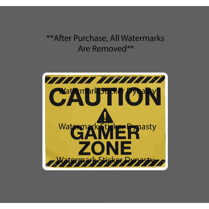 Caution Gamer Zone Sticker Waterproof Decal Videogames PC Console Gift NEW