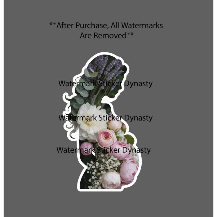 Pregnant Woman Sticker Waterproof Decal Flower Floral Womb Baby Life Gift NEW