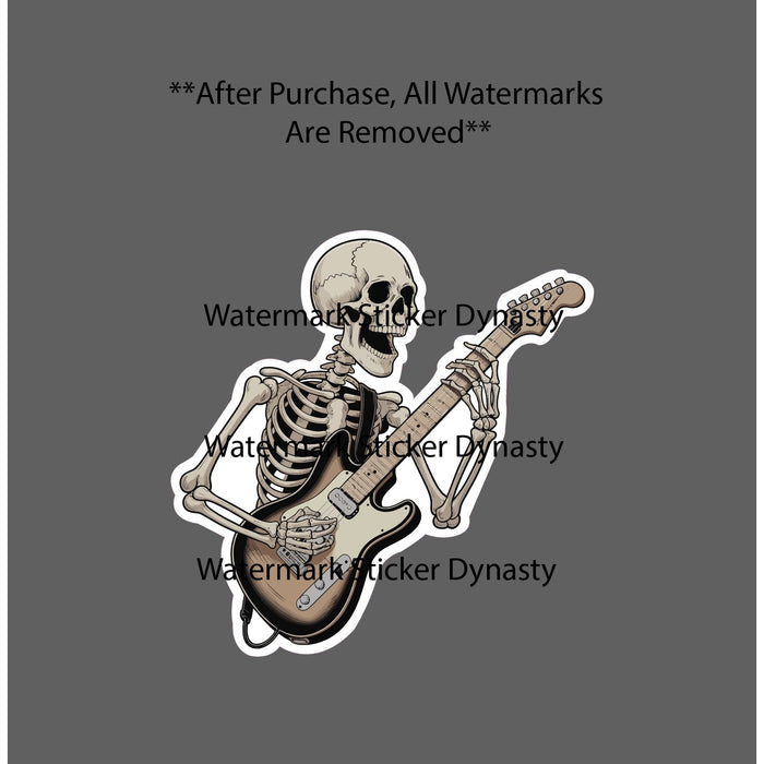 Skeleton Guitar Player Sticker Waterproof Decal Music Rock Metal Gift NEW
