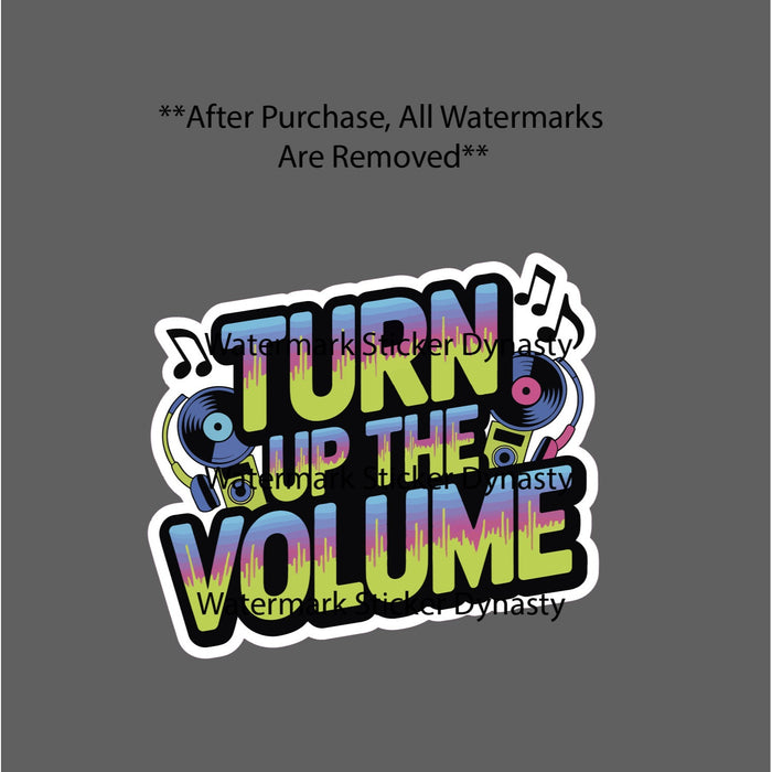 Turn Up The Volume Sticker Waterproof Decal Music Band Neon Rave Party Gift NEW