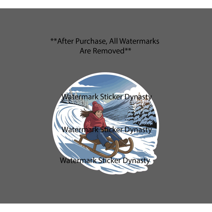 Sledding Sticker Waterproof Decal Snow Winter Wintersports Outdoor Gift NEW