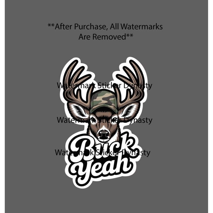 Buck Yeah Sticker Waterproof Decal Deer Animal Camo Hunting Outdoor Gift NEW