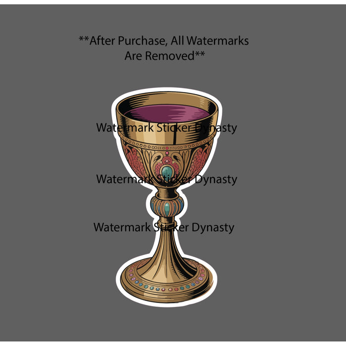 Chalice Sticker Waterproof Decal Wine Drink Alcohol Grapes King Royal Gift NEW