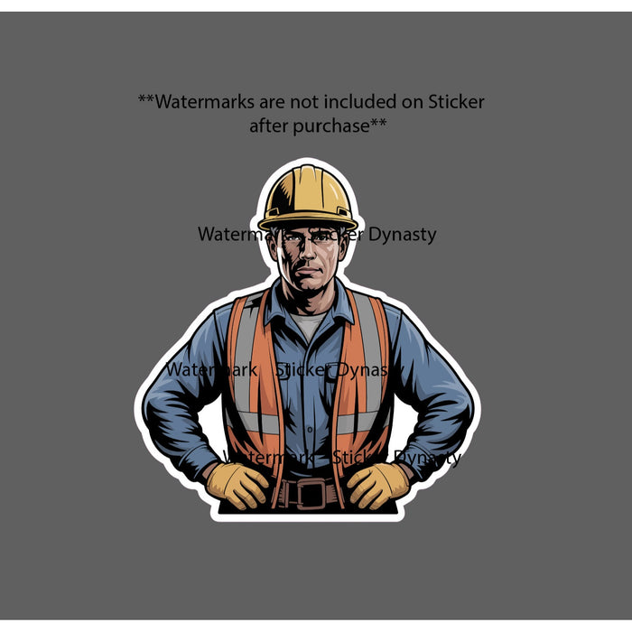 Construction Worker Sticker Waterproof Decal Work Blue Collar Building Gift NEW