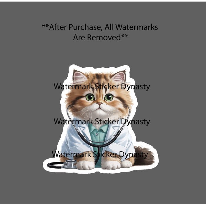 Cat Doctor Sticker Waterproof Decal Medical Med Hospital Sick Gift NEW