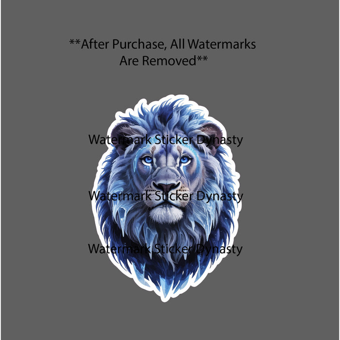 Ice Lion Sticker Waterproof Decal Frozen Snow Animal Abstract Art Gift NEW