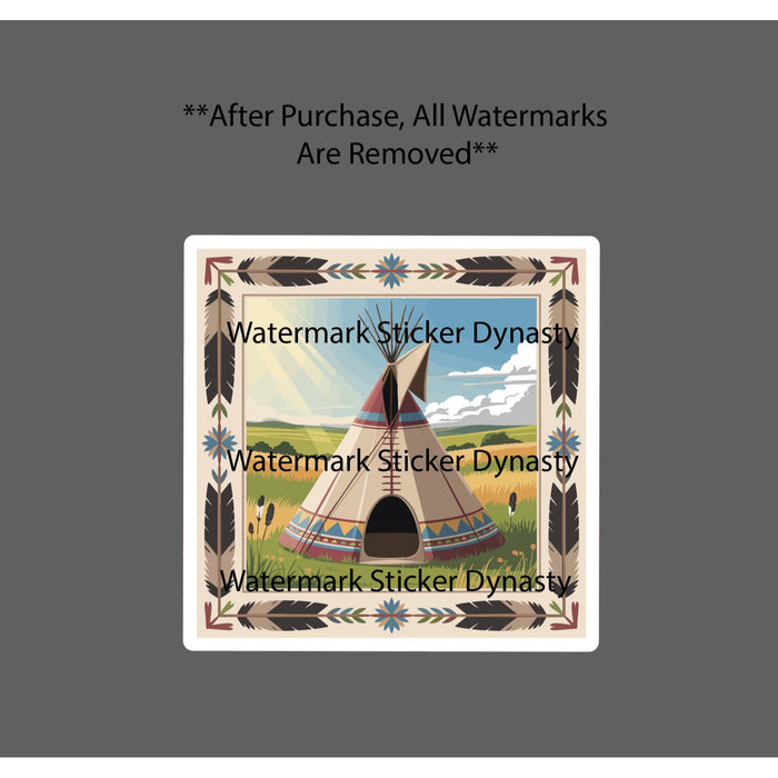 Teepee Sticker Waterproof Decal Feathers Native American Campfire Gift NEW