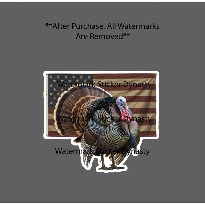 Turkey Sticker Waterproof Decal American Flag USA Patriotic Hunting Gift NEW