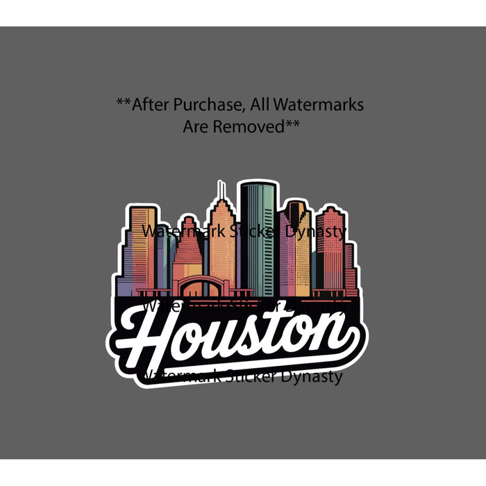 Houston Skyline Sticker Waterproof Decal Work Business City Travel Gift NEW