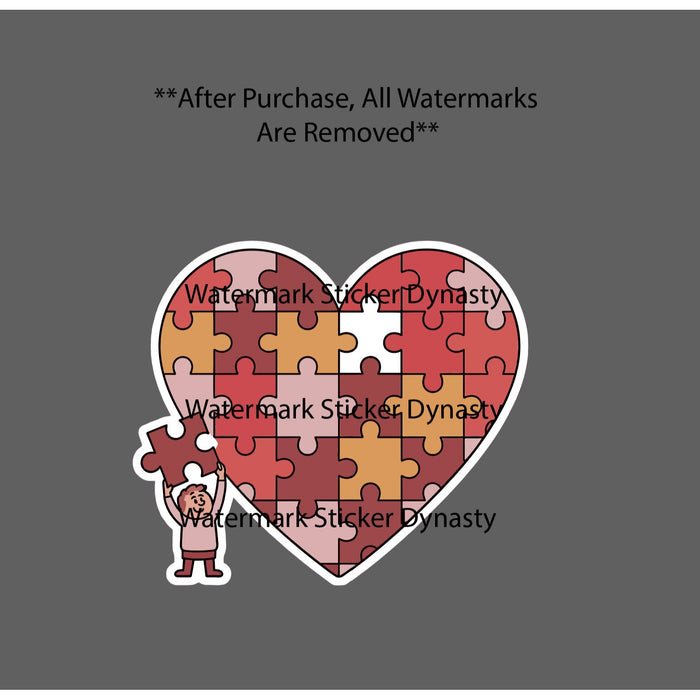 Heart Puzzle Piece Sticker Waterproof Decal Love Relationship Gift NEW