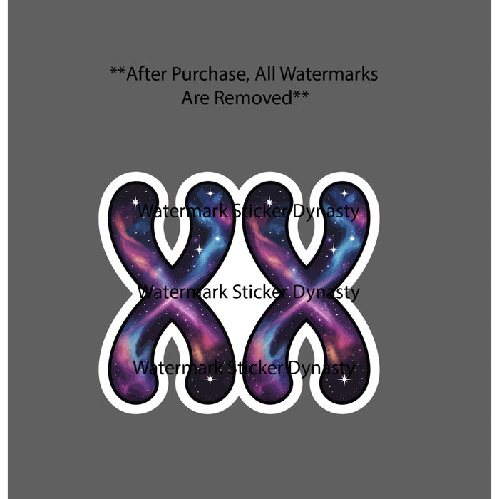 XX Chromosomes Sticker Waterproof Decal Girl Baby Gender Space Galaxy Gift NEW