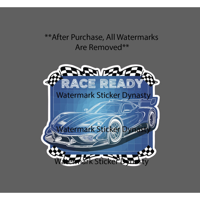 Race Car Sticker Waterproof Decal Blueprint Racing Speed Flag Gift NEW