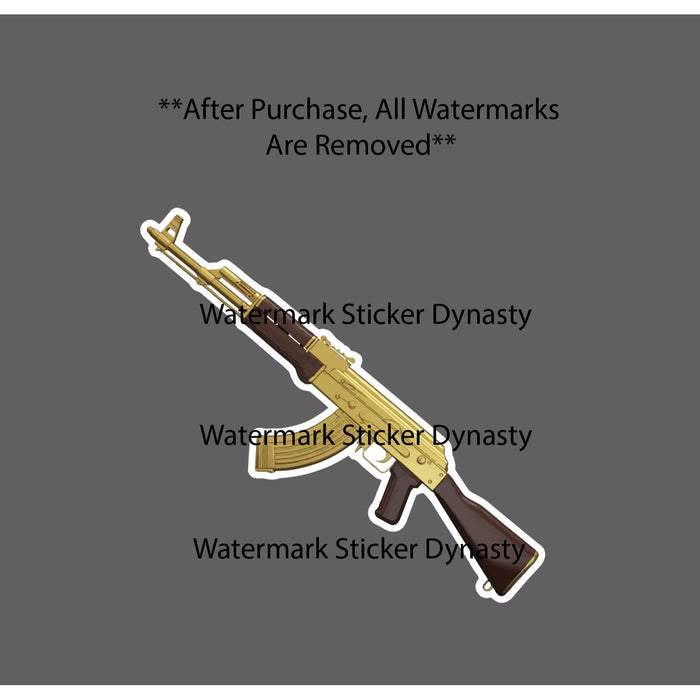 Golden AK-47 Sticker Waterproof Decal Gold .762 Military Arms Gaming Gift NEW