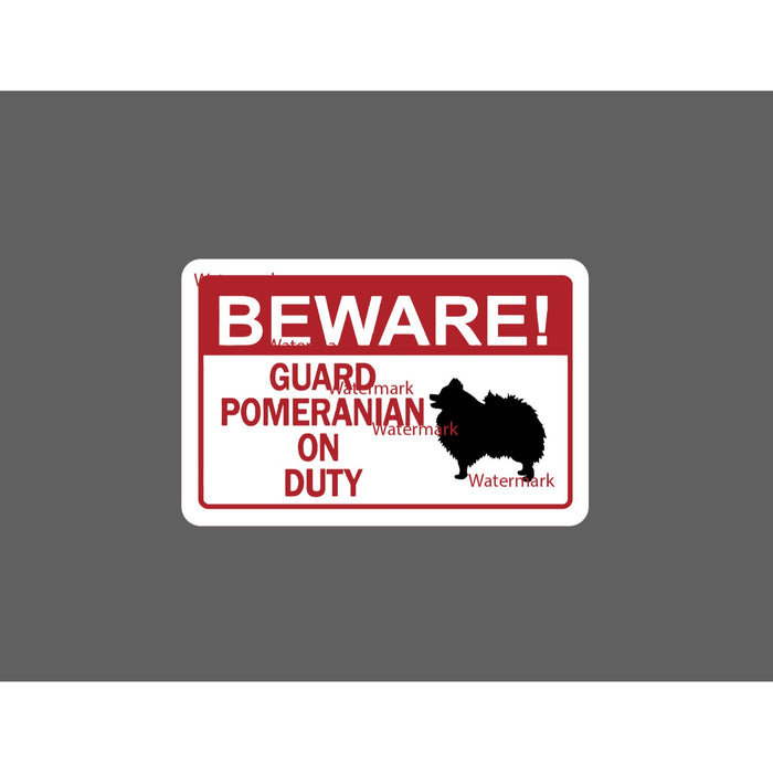 Guard Pomeranian Sticker Beware Caution NEW