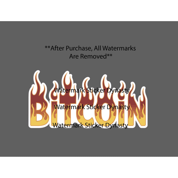Bitcoin Sticker Waterproof Decal Fire Flames Crypto Investor Money Gift NEW