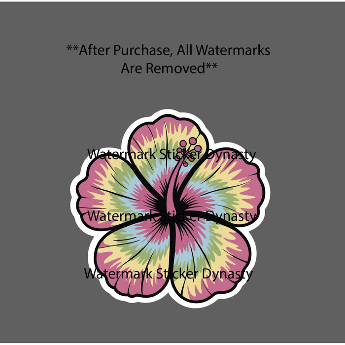 Hibiscus Flower Sticker Waterproof Decal Tie Dye Floral Tropical Gift NEW