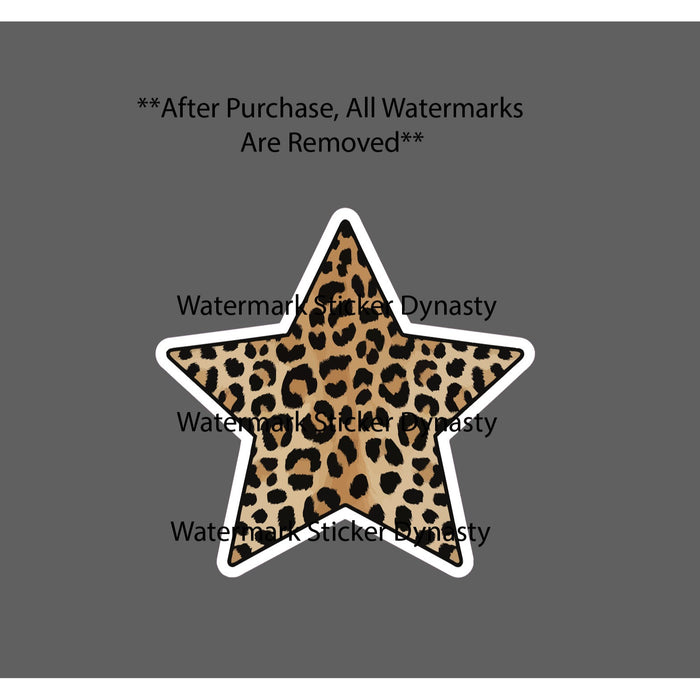 Cheetah Print Star Sticker Waterproof Decal Leopard Cat Animal Print Gift NEW