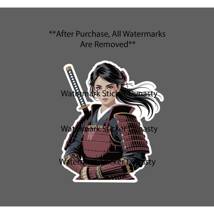 Female Samurai Sticker Waterproof Decal Japan Japanese Warrior Katana Gift NEW